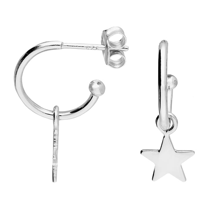 Silver Star Charm Huggie Earrings | 13mm - John Ross Jewellers