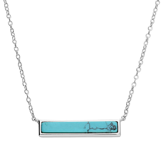 Silver Turquoise Bar Necklace | 41-46cm - John Ross Jewellers