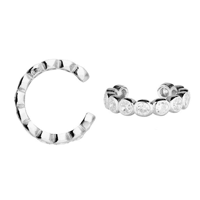 Silver Bezel Set CZ Ear Cuffs - John Ross Jewellers