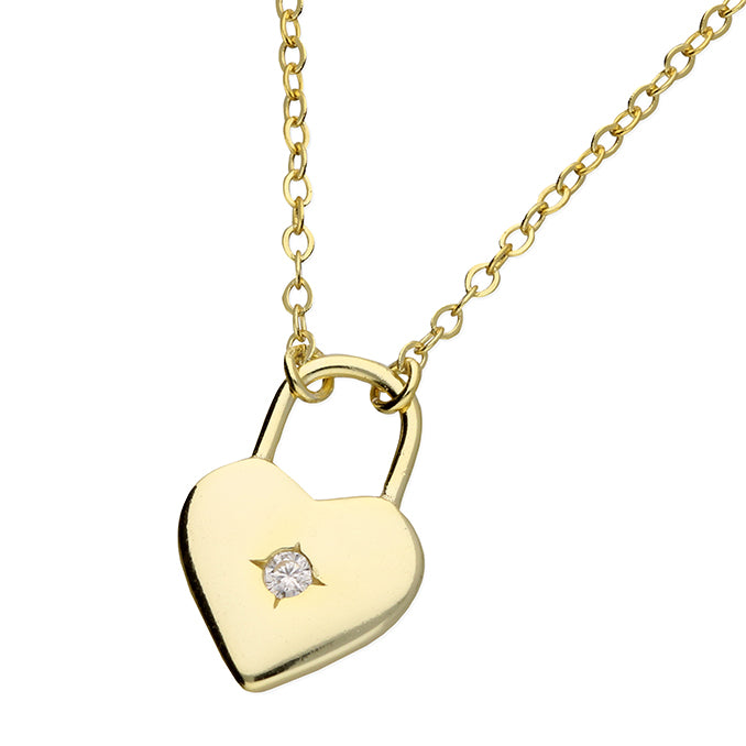 Sunshine CZ Heart Padlock Necklace - John Ross Jewellers