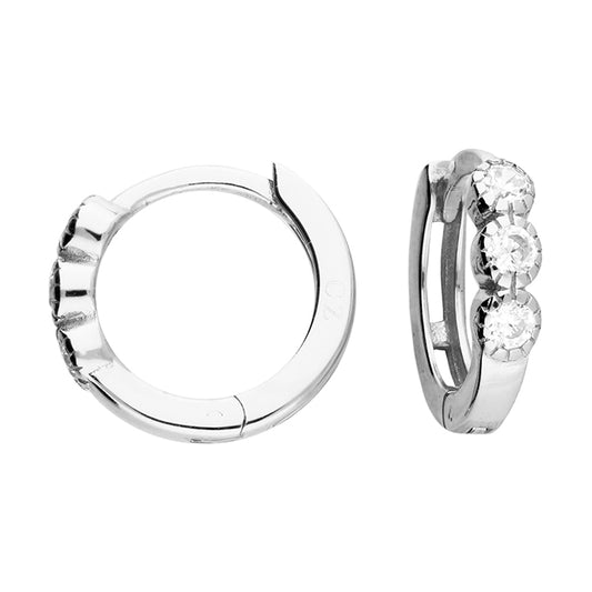 Silver CZ Trio Huggie Hoop Earrings - John Ross Jewellers