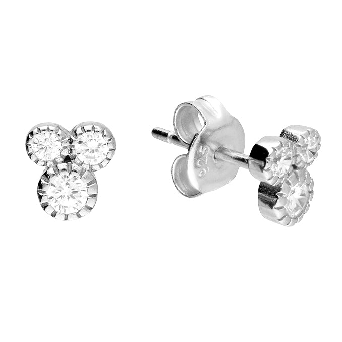 Silver CZ Trio Stud Earrings - John Ross Jewellers