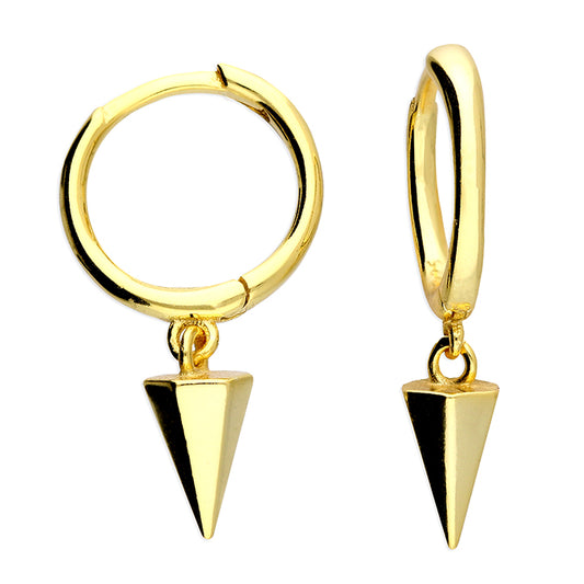 Sunshine Hexagonal Spike Charm Huggie Hoop Earrings | 10mm - John Ross Jewellers