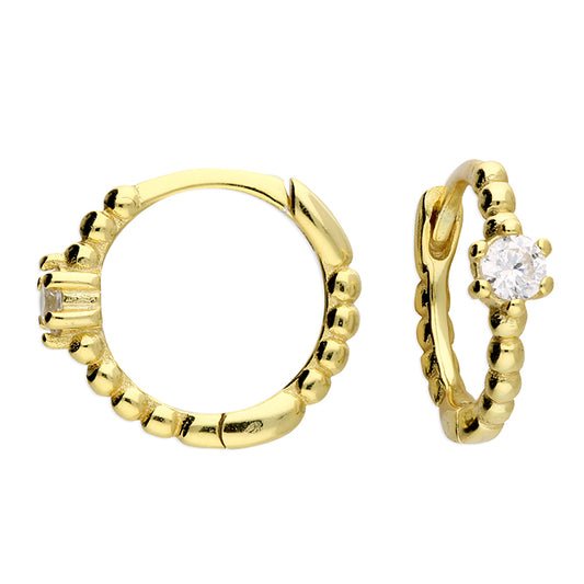 Sunshine Fine CZ Set Beaded Huggie Hoop Earrings - John Ross Jewellers