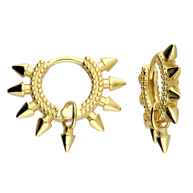 Sunshine Ethnic Spike Huggie Hoop Earrings | 15mm - John Ross Jewellers