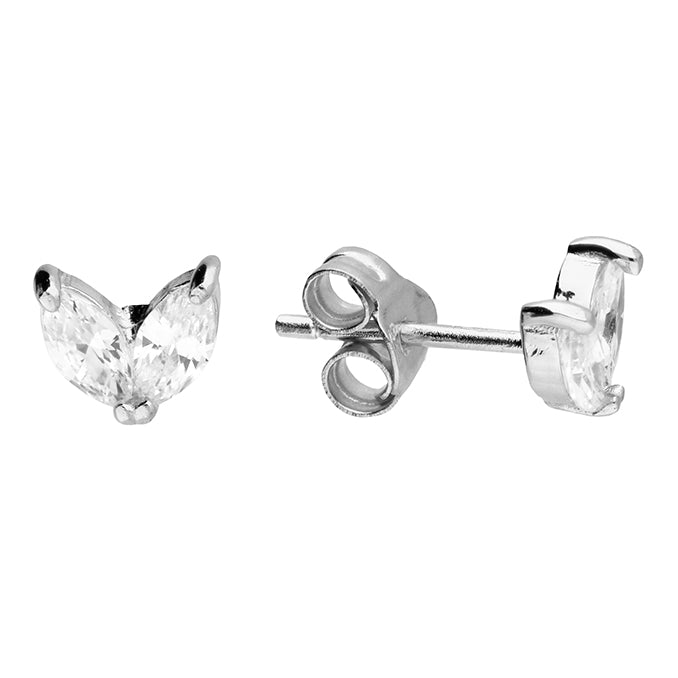 Silver Double Marquis CZ Stud Earrings - John Ross Jewellers