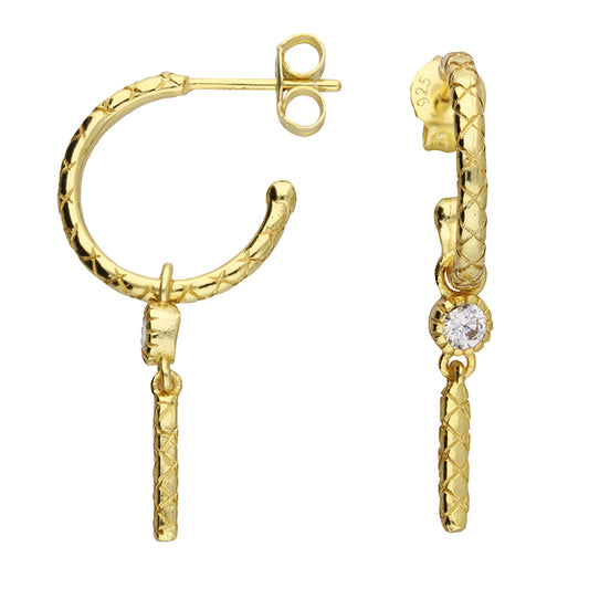 SUNSHINE CZ Charm Matelassé Hoop Earrings - John Ross Jewellers