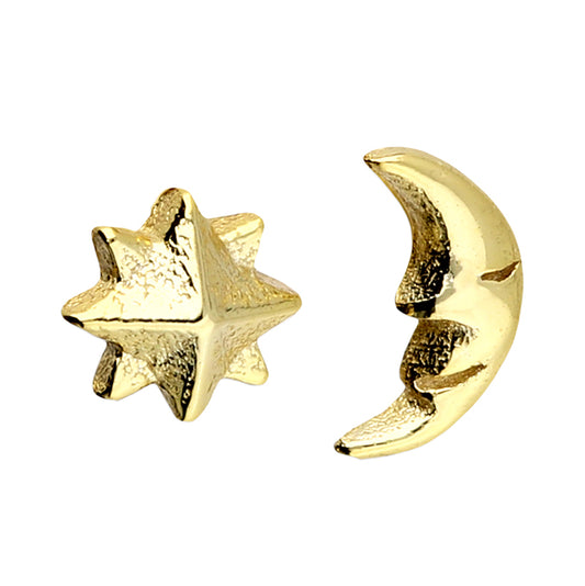SUNSHINE Detailed Moon & Star Stud Earrings - John Ross Jewellers