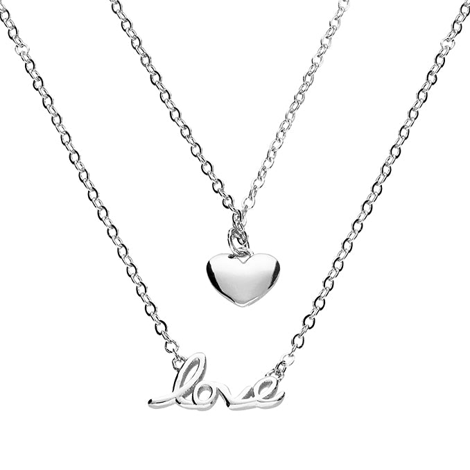 Silver Double Chain Love Necklace | 46cm - John Ross Jewellers