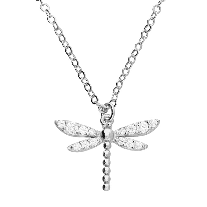 Silver CZ Dragonfly Necklace - John Ross Jewellers