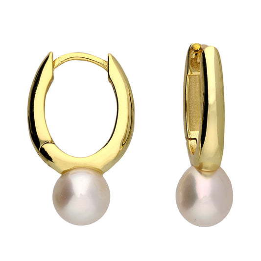 SUNSHINE Freshwater Pearl Horseshoe Hoop Earrings - John Ross Jewellers