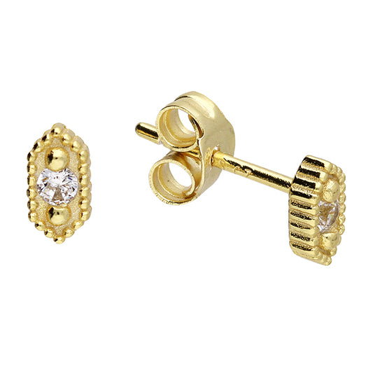 SUNSHINE CZ Stud Earrings | Beaded Marquis - John Ross Jewellers