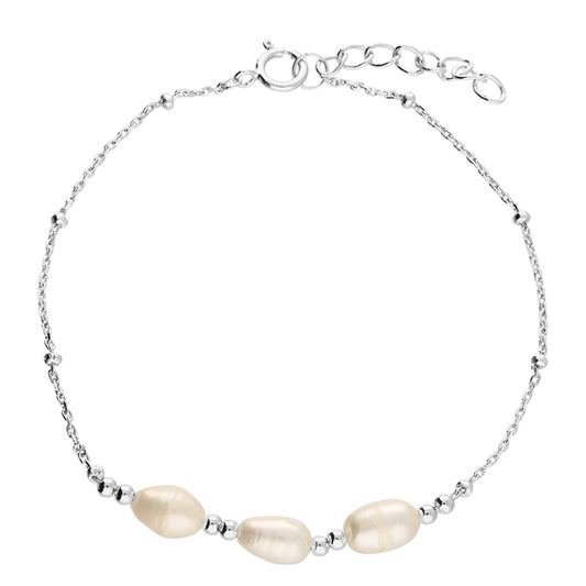 Silver Freshwater Pearl Trio Bracelet | 19.5cm - John Ross Jewellers