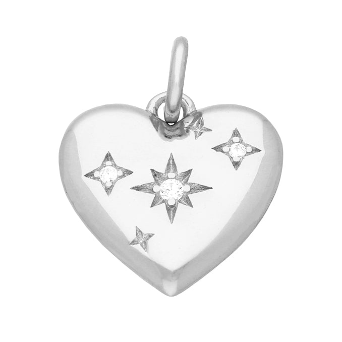 Silver CZ Set Heart Necklace - John Ross Jewellers