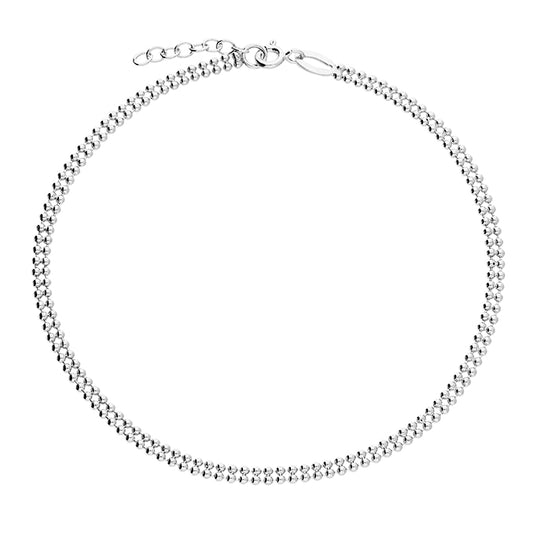Silver Anklet - Delicate Double Beaded | 23-25cm - John Ross Jewellers