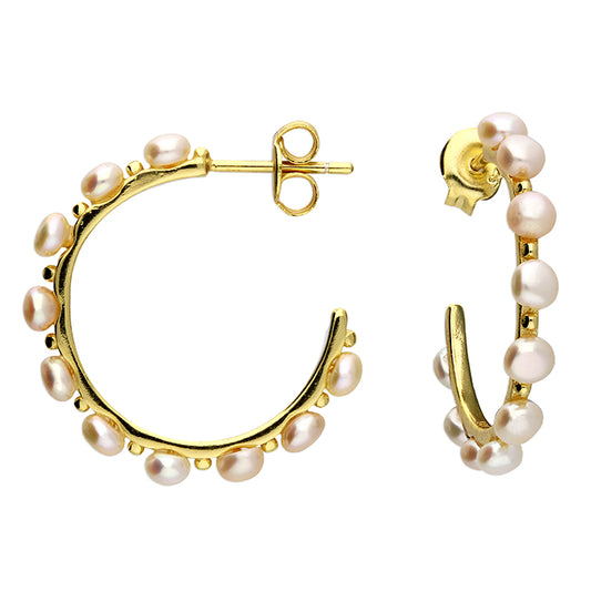 Sunshine Freshwater Pearl & Bead Hoop Earrings | 22mm - John Ross Jewellers