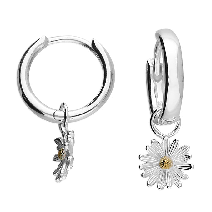 SUNSHINE Daisy Charm Huggie Hoop Earrings | 10mm - John Ross Jewellers