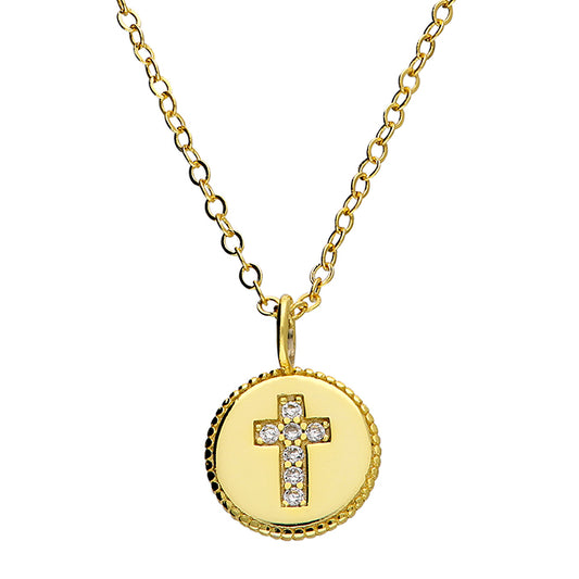 SUNSHINE CZ Cross Disc Necklace - John Ross Jewellers