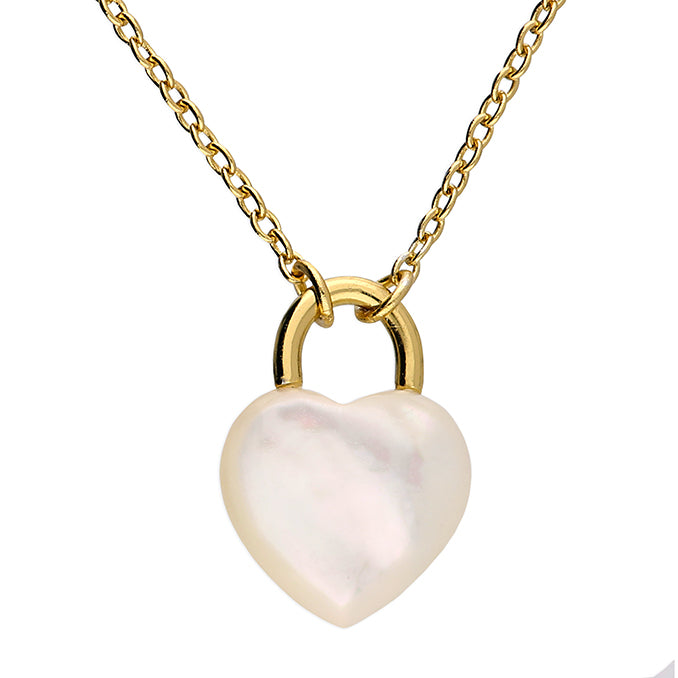 Sunshine Mother of Pearl Heart Padlock Necklace - John Ross Jewellers