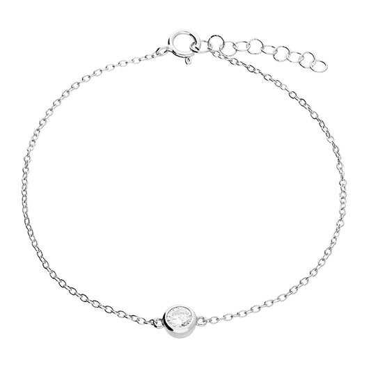 Silver CZ Solitaire Bracelet - John Ross Jewellers