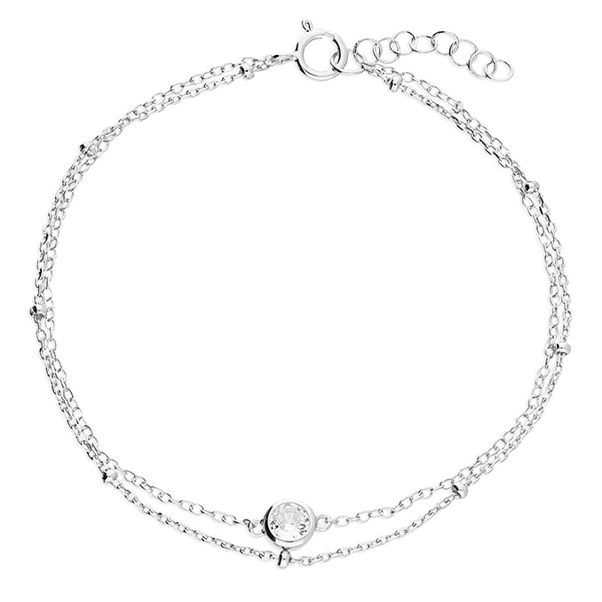 Silver CZ Double Bracelet - John Ross Jewellers