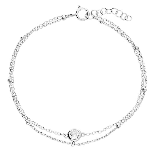 Silver CZ Double Bracelet - John Ross Jewellers