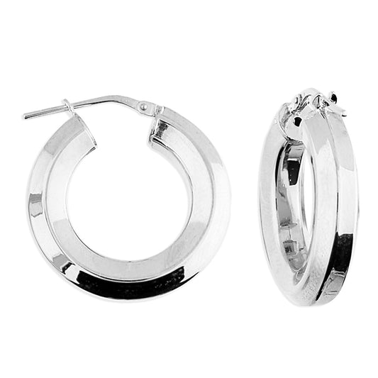 Silver Hexagonal Tube Hoop Earrings | 25mm - John Ross Jewellers