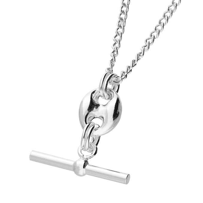Silver Anchor Link T-Bar Necklace - John Ross Jewellers