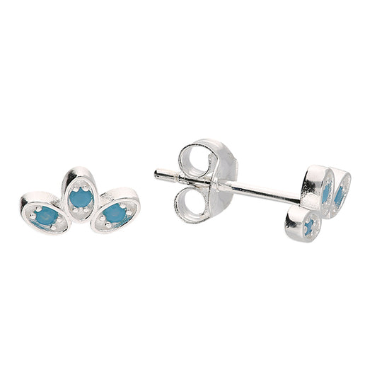 Silver Tiny Turquoise Lotus Stud Earrings - John Ross Jewellers
