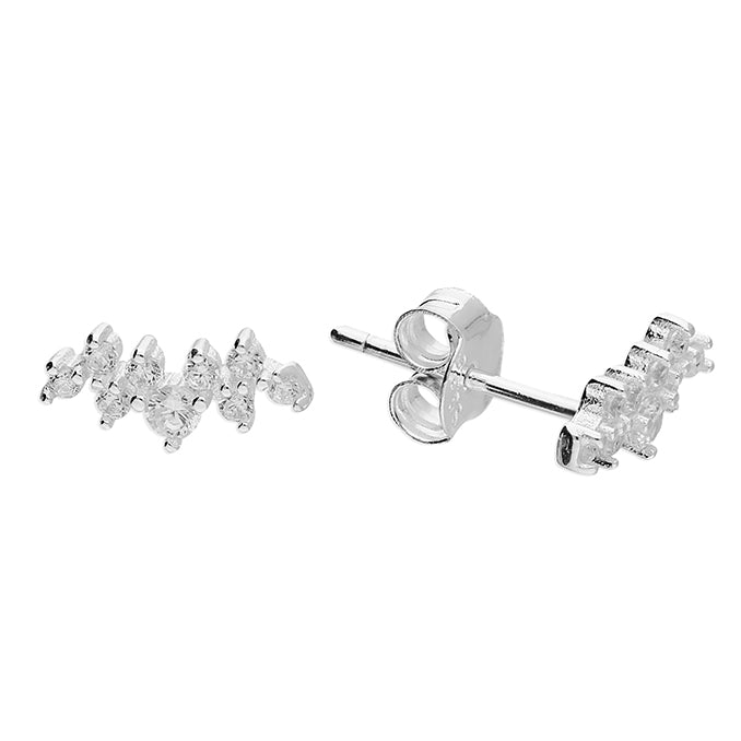 Silver CZ Stud Earrings | Climber - John Ross Jewellers