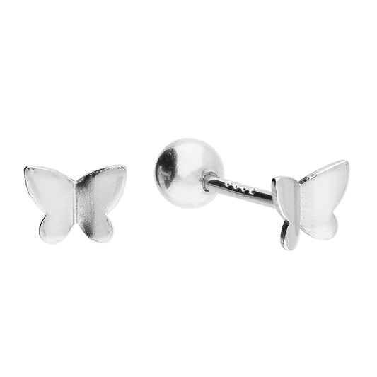 Silver Butterfly Stud Earrings | Screw Backs - John Ross Jewellers