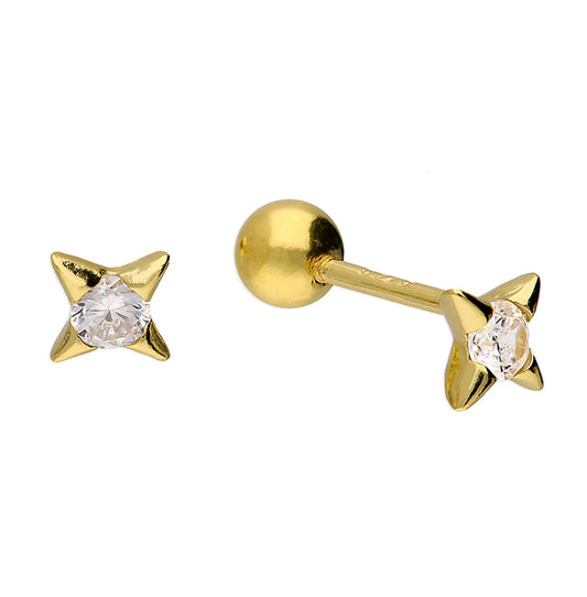 Sunshine Tiny CZ Star Stud Earrings | Screw Backs - John Ross Jewellers