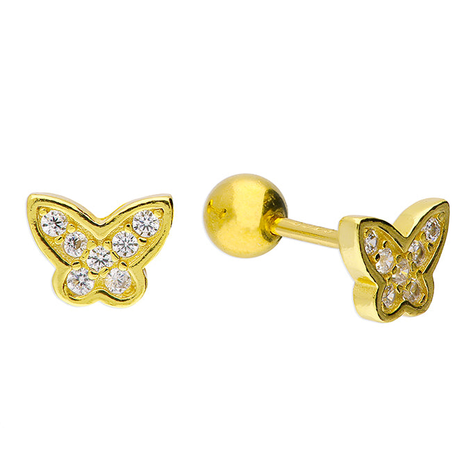 Sunshine CZ Butterfly Stud Earrings | Screw Backs - John Ross Jewellers