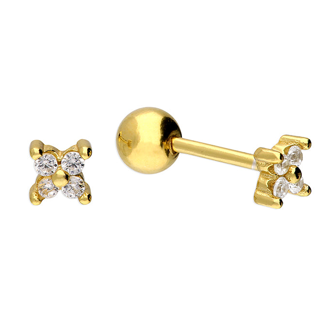 Sunshine Tiny CZ Flower Stud Earrings | Screw Backs - John Ross Jewellers