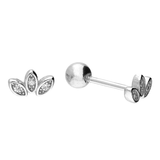 Silver Tiny CZ Lotus Stud Earrings | Screw Backs - John Ross Jewellers