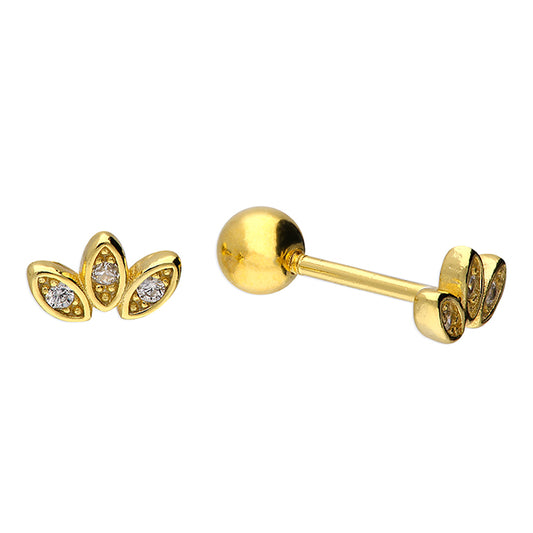 Sunshine Tiny CZ Lotus Stud Earrings | Screw Backs - John Ross Jewellers