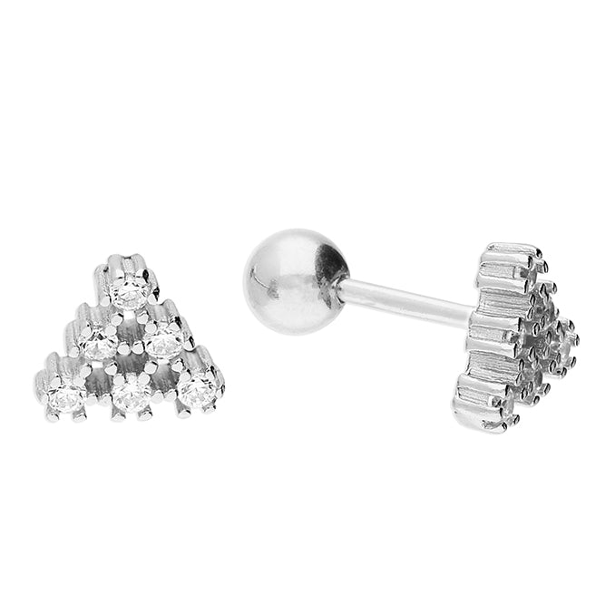 Silver CZ Triangle Stud Earrings | Screw Backs - John Ross Jewellers