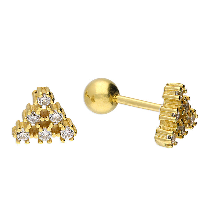 Sunshine CZ Triangle Stud Earrings | Screw Backs - John Ross Jewellers