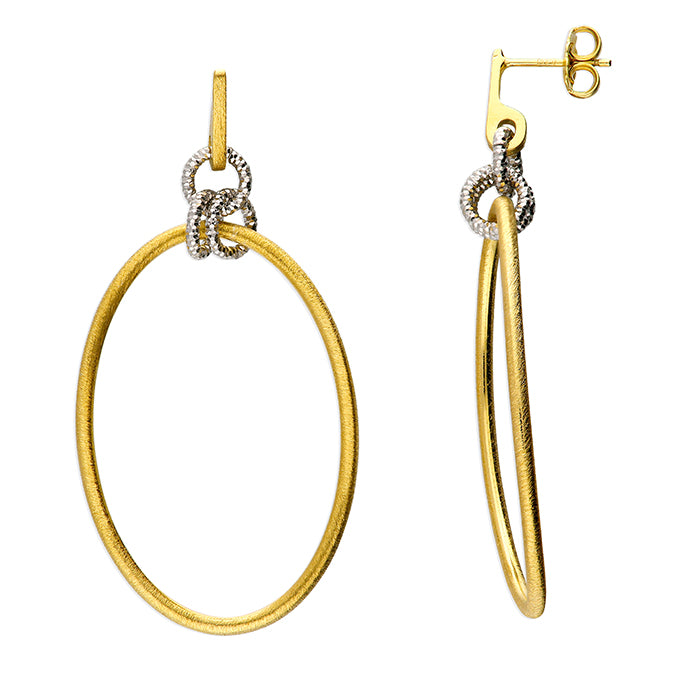 Sunshine Satin Oval & Sparkling Circles Drop Earrings - John Ross Jewellers