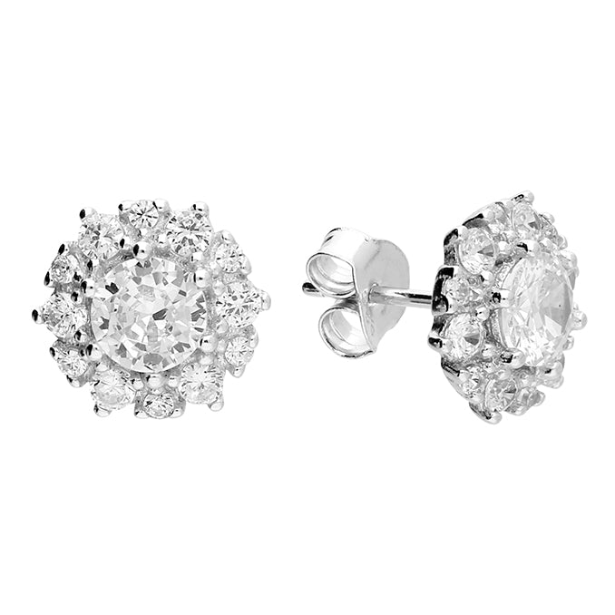 Silver Round CZ Stud Earrings - John Ross Jewellers