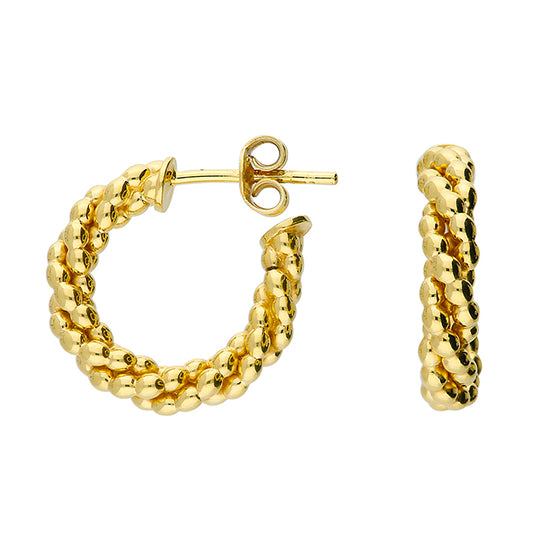 Sunshine 15mm Beaded Twist Hoop Earrings - Gold - John Ross Jewellers