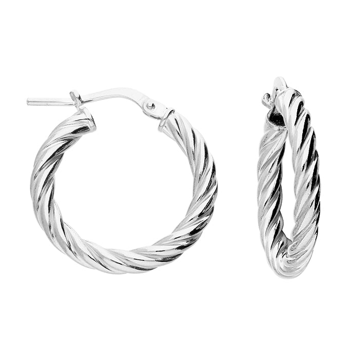 Silver Twist Hoop Earrings | 20mm - John Ross Jewellers