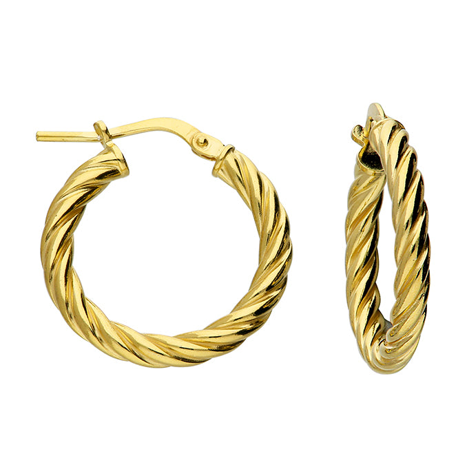 Sunshine 20mm Twist Hoop Earrings - Gold - John Ross Jewellers