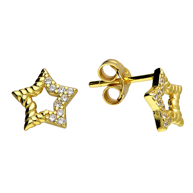 Sunshine Star CZ Half Set Stud Earrings - John Ross Jewellers