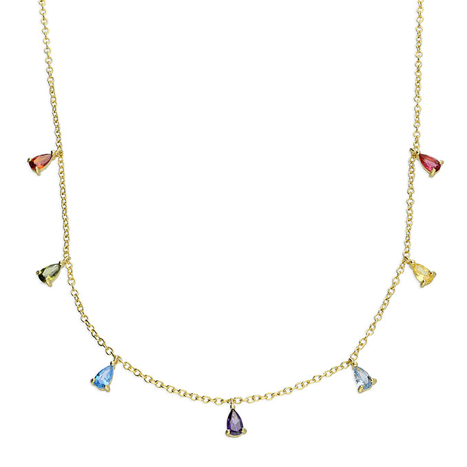 Sunshine Pear Rainbow Fringe Necklace | 41cm - John Ross Jewellers