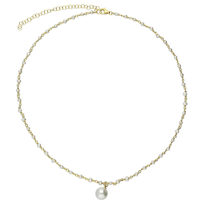 Sunshine Dainty Shell Pearl Station Necklace - John Ross Jewellers