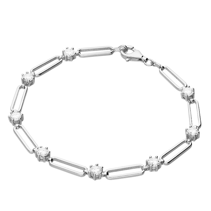 Silver CZ & Paperlink Bracelet - John Ross Jewellers