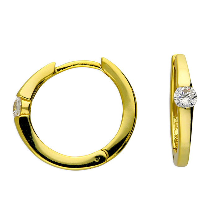 Sunshine CZ Solitaire Hoop Earrings | 16mm - John Ross Jewellers