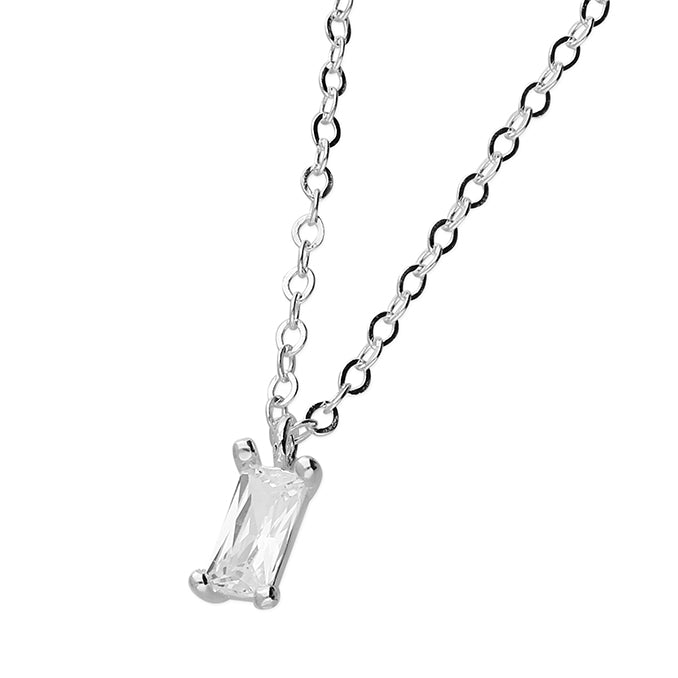 Silver CZ Rectangle Necklace - John Ross Jewellers