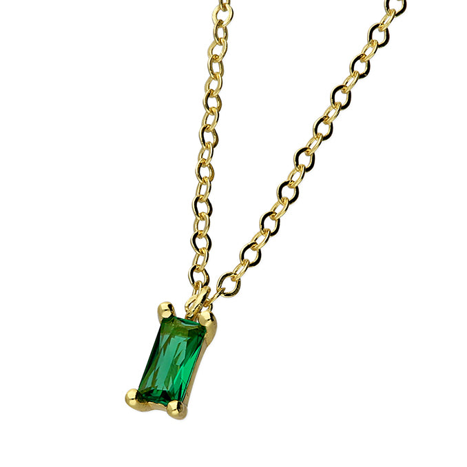 Sunshine Green CZ Rectangle Necklace - John Ross Jewellers
